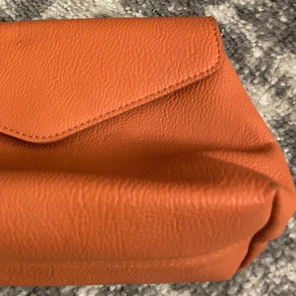 Universal Threads Orange Simulated Leather Clutch or Cosmetic Bag - Picture 2 of 7